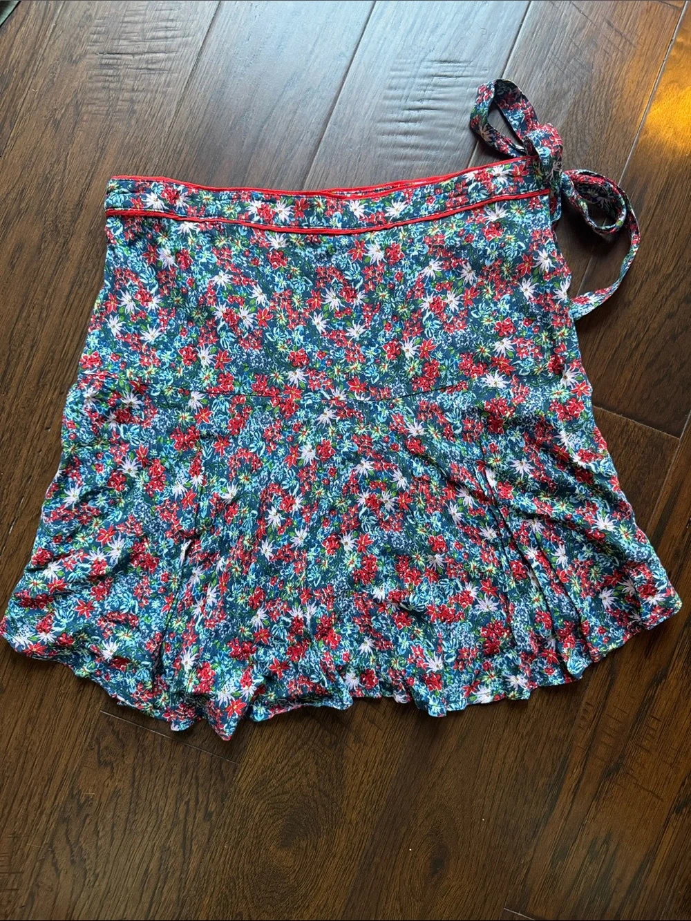 GB Girls Floral Two-Piece Crop Top & Skirt Set - Red & Blue Floral